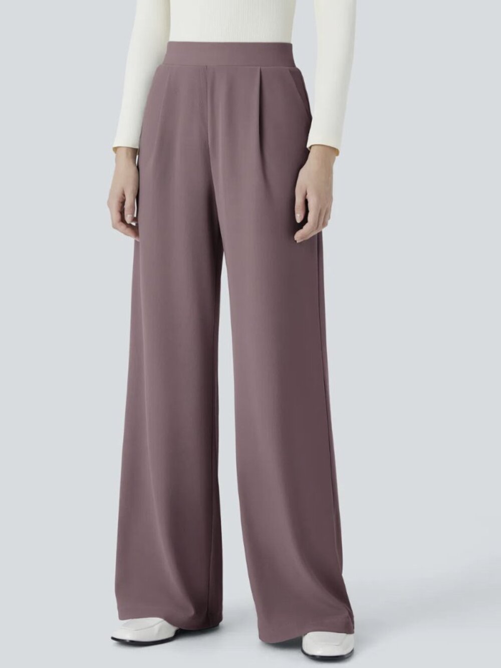 Halara Flex High Waisted Wide Leg Micro Waffle Work Pants, Petite XS